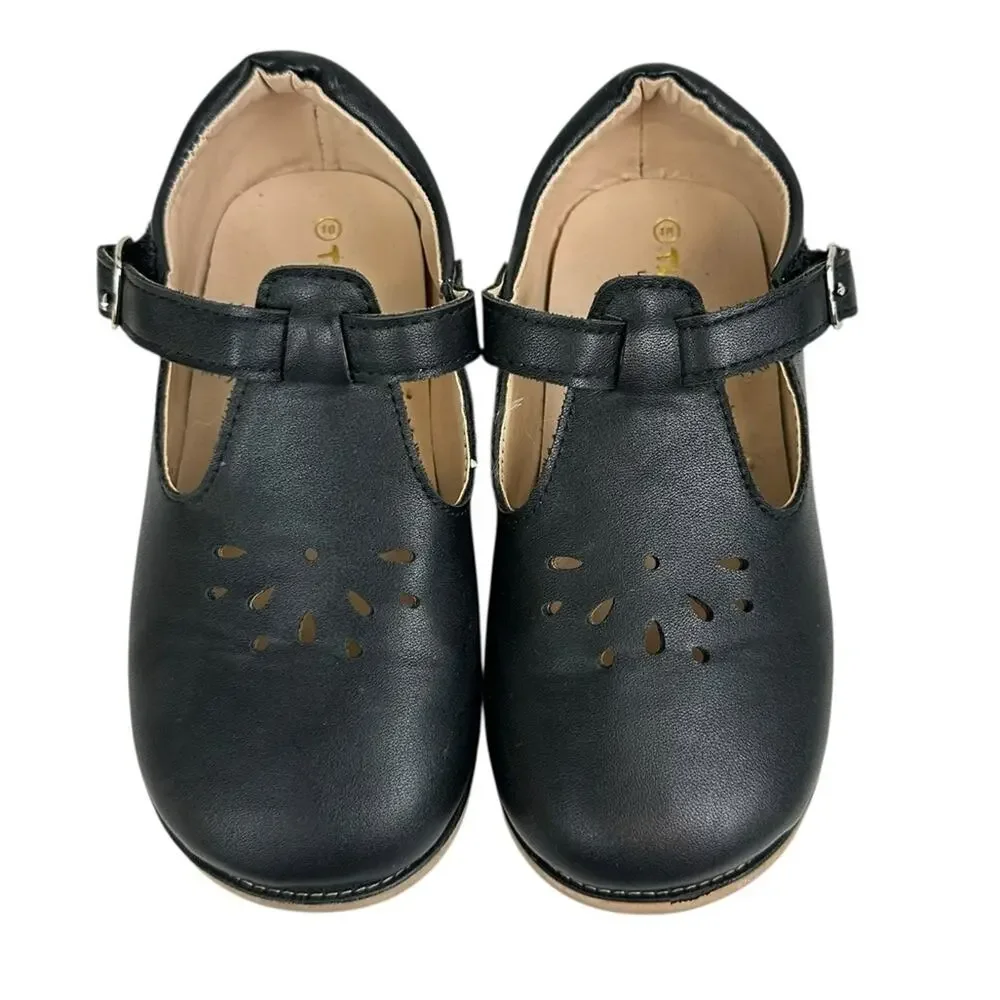 The Doll Maker Classic Black Kids Dress Shoes with Buckle Size 10 Toddler